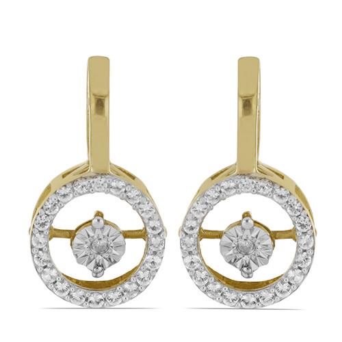 0.014 CT G-H, I2-I3 WHITE DIAMOND DOUBLE CUT GOLD PLATED STERLING SILVER EARRINGS WITH MAGICAL TIKLI SETTING #VE038971